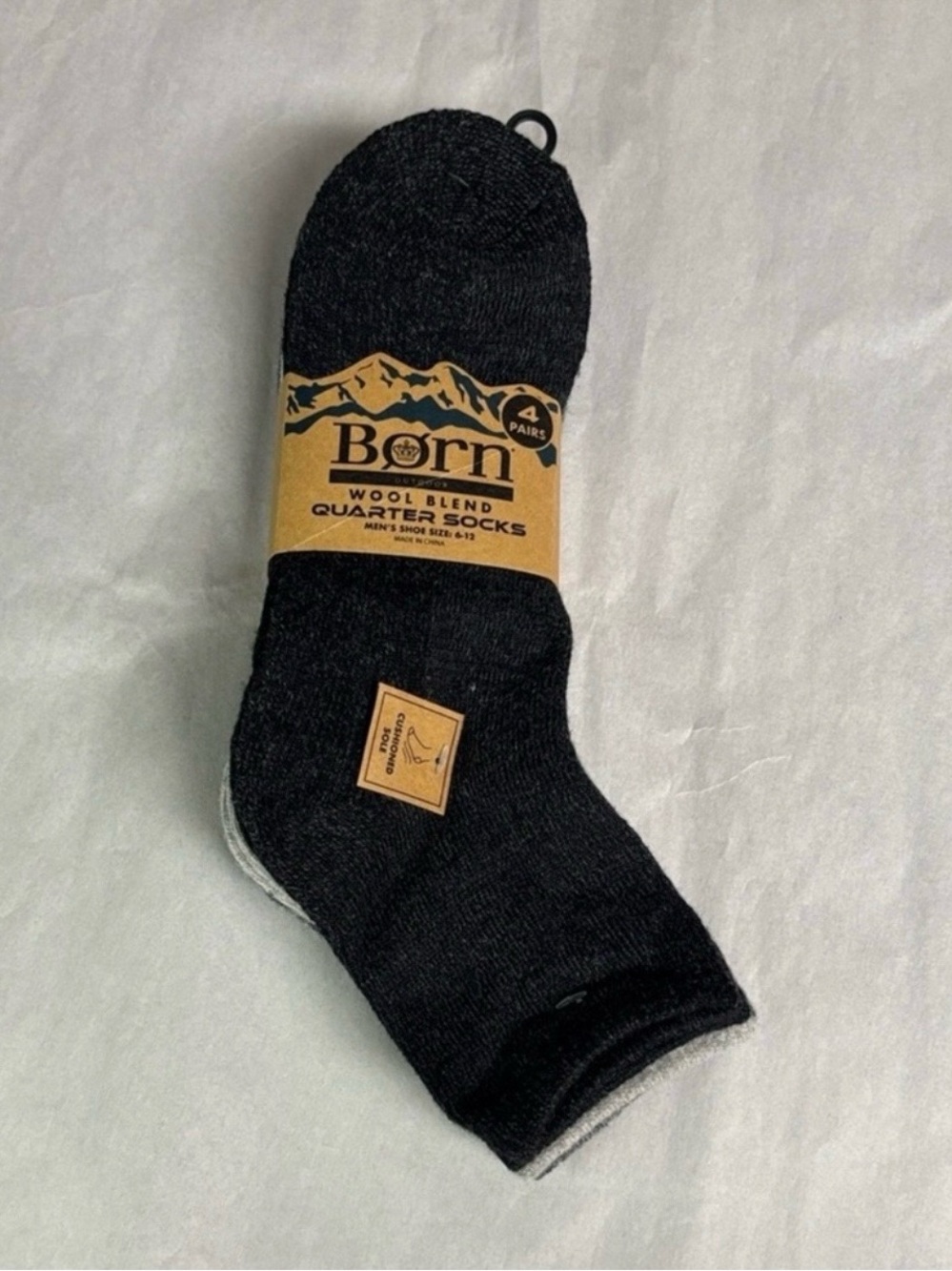 New Born Socks 4 Pair Men’s Wool Blend Quarter Socks Cushioned Casual Activewear